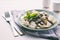 Pasta fetuchini from radish radish with mushrooms and basil. Italian AIP breakfast, dinner or lunch. Autoimmune Paleo. Diet