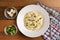 Pasta with four types of cheese and green onions