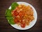 Pasta fried with tomato sauce