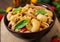 Pasta Gomiti Rigati with meat and vegetables