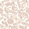 Pasta hand drawn seamless pattern