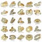 Pasta icon set line color vector