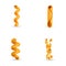 Pasta icons set cartoon vector. Macaroni, dough product