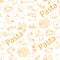 Pasta and Italian macaroni vector seamless pattern