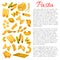 Pasta, macaroni, spaghetti sorts vector poster