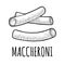 Pasta maccheroni. Vector vintage engraving black illustration