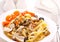 Pasta with mushrooms and capers