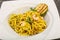 Pasta with prawn and zucchini