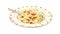 Pasta Primavera in southwestern bowl with fork