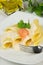 Pasta with salmon and parsley