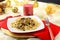 Pasta with sardines and fennel on Christmas table