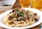 Pasta with sauteed mushrooms