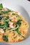 Pasta with shrimps and rucola