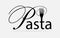 Pasta, spaghetti icon or logo with stylized caption pasta and sh