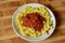 Pasta spirali with bolognese sauce