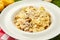 Pasta tagliatelli with chiken, mashrooms and cream sauce