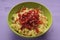 Pasta with tomato paste, cheese and Chile pepper