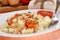 Pasta with tomato, sauce sweet and sour