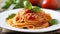pasta with tomatoes and cheese, generated by artificial intelligence