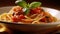 Pasta with tomatoes, food, delicious, italian food, generated by artificial intelligence