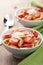 Pasta with tomatoes and salami