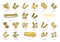 Pasta type outline icons, Italian food spaghetti