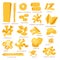 Pasta vector cooking macaroni and spaghetti and ingredients of italian cuisine illustration set of traditional food in