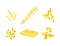 Pasta of Wheat Flour of Different Shapes and Forms for Cooking and Culinary Vector Set