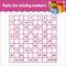 Paste the missing numbers from 1 to 100. Handwriting practice. Learning numbers for kids. Education developing worksheet. Activity