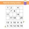 Paste the missing numbers. Handwriting practice. Learning numbers for kids. Education developing worksheet. Activity page. Game