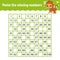 Paste the missing numbers. Handwriting practice. Learning numbers for kids. Education developing worksheet. Activity page. Game