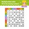 Paste the missing numbers. Learning multiplication table. Handwriting practice. Education developing worksheet. Color activity
