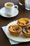 Pasteis de Nata with Espresso in a Cafe