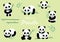 Pastel animal set with panda,bamboo illustration for sticker,postcard,birthday invitation.Editable element