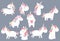 Pastel animal unicorn set with unicorn.Vector illustration for sticker,postcad,birthday invitation.Editable element