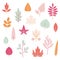 Pastel autumn leaves set. Vector floral design in flat style for child illustration