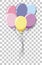 Pastel balloons isolated on transparent background