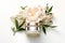 Pastel Blooms Harmony: Minimal Glass Cream Jar with Flowers and Green Leaves