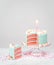 Pastel Blue Birthday Cake with Pink Layers