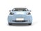 Pastel blue small urban modern electric car - front view