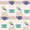 Pastel cake and flowers in a seamless pattern design