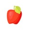 Pastel Cartoon Red Apple Fruit with Green Leaf