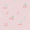 Pastel cherry and music note seamless background for fabric pattern