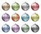 Pastel christmas baubles. Pastel color spectrum of christmas balls isolated on white background. Photorealistic high quality vecto