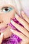 Pastel Christmas French manicure and makeup .