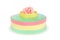 Pastel color birthday or wedding cake with rose isolated
