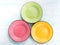 Pastel Color ceramic food plates top view background