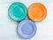 Pastel Color ceramic plate dish top view background