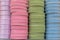 Pastel color checked and polka dot ribbon bobbins background