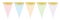 Pastel Color Flag Banner Set. Party Decoration. Do It Yourself. White Chevron and Golden Confetti.